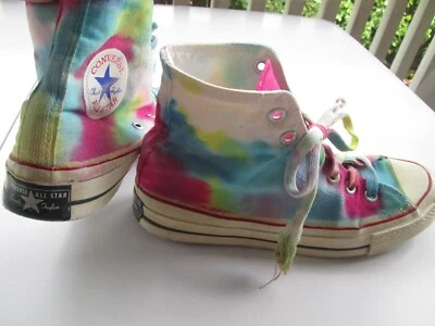 Vintage 1960's Tie Dye Converse All Star Chuck Taylor Hippie USA Made Peace Love - Image 1 of 4