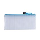 Pack of 12 DL Light Blue PVC Mesh Zip Bags - Tough Pencil Case Wallets