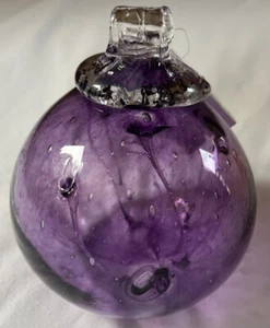 LUKE ADAMS HAND BLOWN GLASS LENGTH 16” PURPLE DECORATIVE WISH BALL - Picture 1 of 7