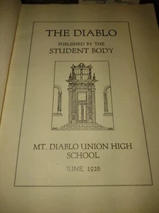 Mount Diablo High Yearbook Original 1926 Concord, California - Imagen 1 de 14