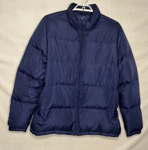 Lands End Mantel Daunenjacke Reißverschluss blau Puffer Druckknopftaschen warm Outdoor Herren XL T - Bild 1 von 14