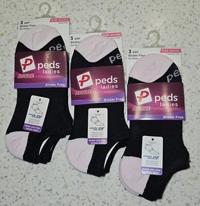 9 Paia Calzini Peds Donna Donna Active Blister Free No Show Taglia 5-10 Nero NUOVI - Foto 1 di 4