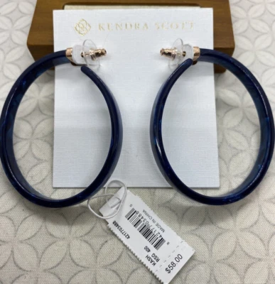 Pendientes de aro Kendra Scott Kash azul marino acetato tono oro rosa DAÑADOS Foto 1 de 4