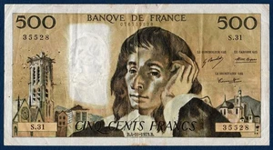 Billet 500 Francs PASCAL. 4-10-1973. France - Foto 1 di 2