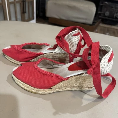 Sandalias de cuña alpargata roja para mujer Saks Fith Avenue, talla 8 Foto 1 de 4