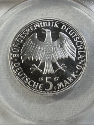 1967-F Germany 5 Mark Silver Proof Humboldt Graded PR 67 DCAM by ANACS - Image 1 of 4