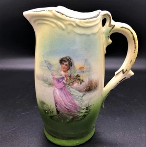 Czech Slovakia Stamped Edwardian Pre WWII Porcelain Creamer Pitcher 5" Tall - Picture 1 of 9