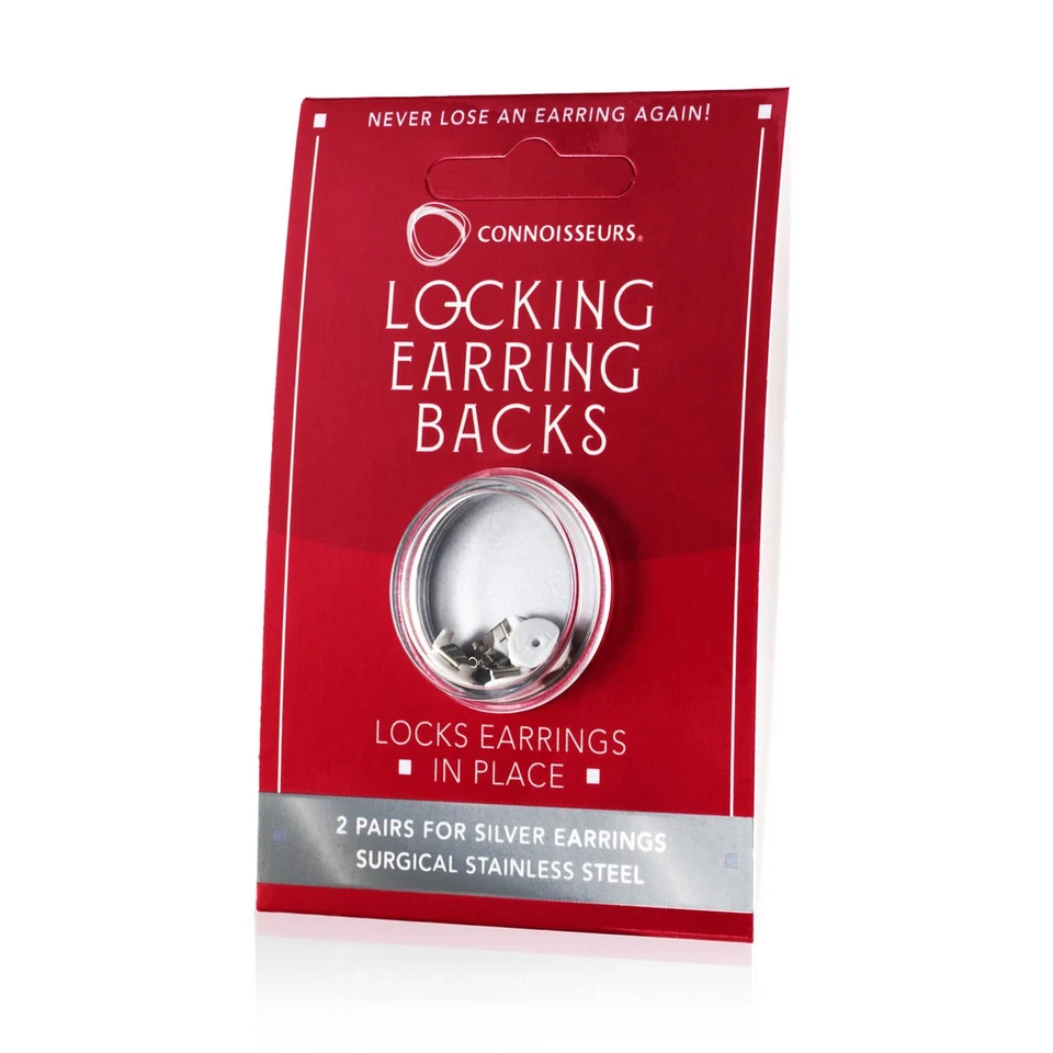 Connoisseurs Locking Earring Backs - 2 Pairs - Compatible with Most Silver