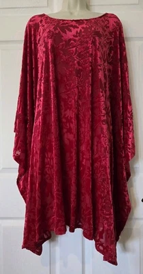 Top túnica caftán Burnout terciopelo lux rojo vacaciones talla 3X (30/32) Foto 1 de 4