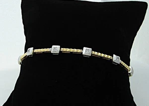DIAMOND PYRAMID BRACELET TENNIS LINK BRACELET NATURAL DIAMONDS 18K - Picture 1 of 3