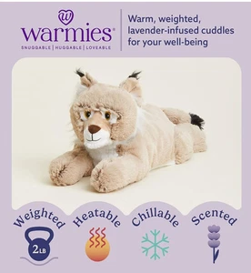 Warmies Microwavable Plush Lynx 13" NWT Lavender Scented Weighted Heat Therapy - Picture 1 of 16