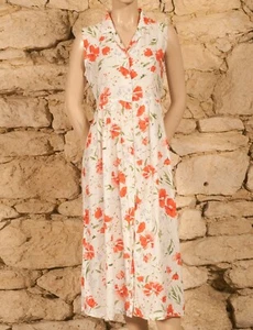 VINTAGE LONG FLOWER PRINT SUMMER DRESS UK 12 / US 8 / FR 40 - Picture 1 of 5
