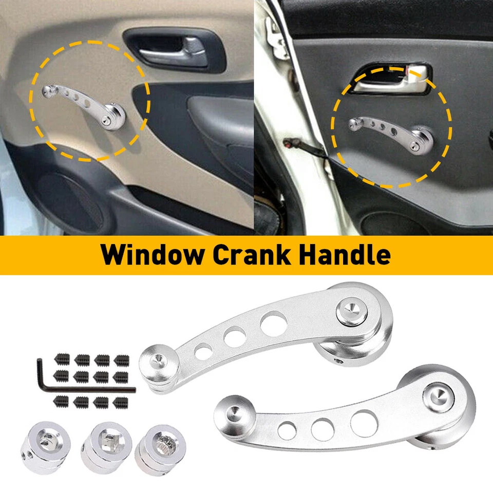 2x Aluminio EE. UU. Manual Billet Coche Ventana Manivela Manivela Enrolladora Camioneta Pickup Plateado Foto 1 de 4