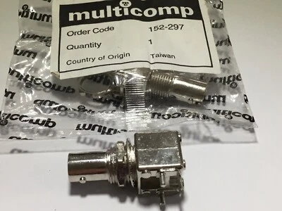 BNC female 50 Ohm nut bulkhead right angle PCB mount RF Socket - Image 1 of 4