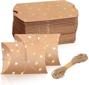 Cajas De Almohada Kraft 100 Piezas, Cajas De Regalo Pequeñas Para Bodas Dulces - Imagen 1 de 6