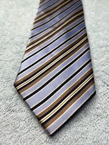 Men’s DANIEL HECHTER 100% Silk Tie M6 Blue Striped Designer Classic Necktie