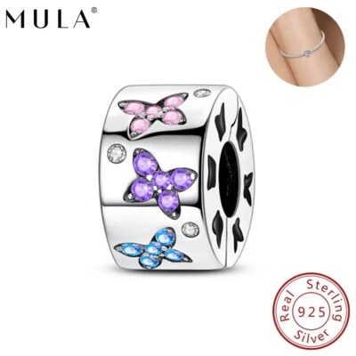 MULA 925 Silber Schmetterling Befestigung Clip DIY Charme für Frauen Armband - Bild 1 von 4