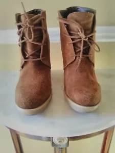 Kelsi Dagger Lace Up Suede Wedge Booties Size 8M, Rubber Sole. No Box - Picture 1 of 4