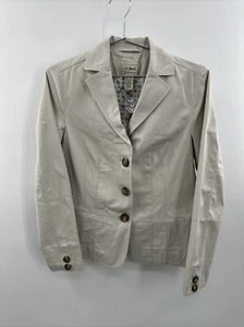 LL Bean Womens Size 8 Khaki Blazer Jacket Sport Coat Cotton Polyester - Picture 1 of 7