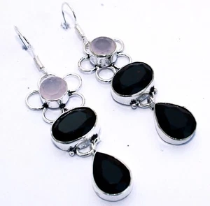 Hessonite Garnet Gemstone Handmade 925 Sterling Silver Jewelry Earring Sz 2.2" - Picture 1 of 1