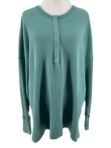 Top Henley Aerie Offline Para Mujer Verde Manga Larga Tejido Gofre Talla XL NUEVO - Imagen 1 de 5