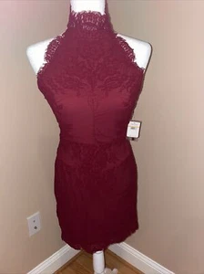 Free People Dress Small Sleeveless Choke Collar Auburn Red Velvet Small - Picture 1 of 14