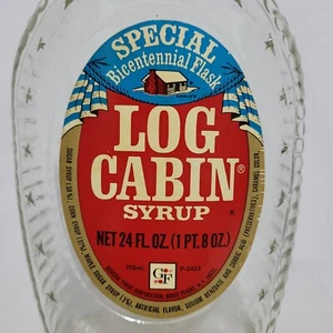 Log Cabin Syrup Liberty Bell 1776 1976 Special Bicentennial Flask Faux Cork Cap - Picture 1 of 7