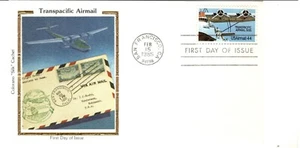 #C114 1985 FDC 44-cent Transpacific Aircraft Colorado Silk cachet - Picture 1 of 1