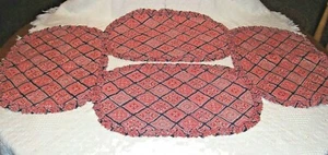 (629) Vintage - Quilted-Red, White, Blue-Reversible-Oval 14" x 20" Placemats - Bild 1 von 3