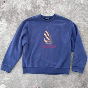 Vintage Nautica Crewneck Embroidered Sailboat Sweatshirt 90's Old Money Sporty - Picture 1 of 8