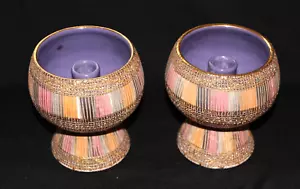 Aldo Londi Bitossi Seta MCM Italian Pottery Candle Stick Pair Pastel - Picture 1 of 11