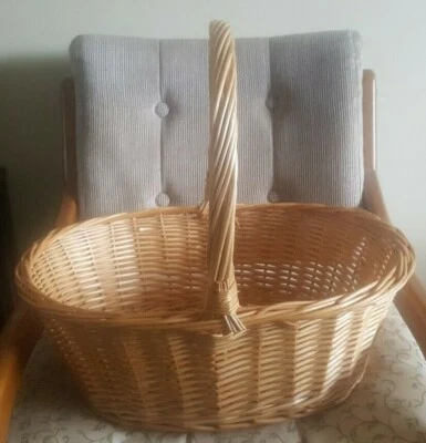 Wicker Rectangular Shopping Basket w/ Handle Storage Gift Gardening 19 x 14 x 7" - Image 1 of 4