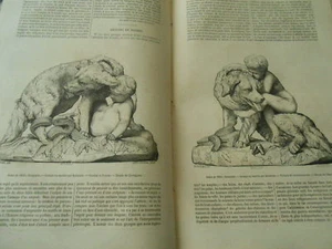 Groupes Marbre Combat et Frayeur Victoire et reconnaissance Gravure Print 1853 - Imagen 1 de 1