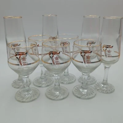 VTG 1988 Calgary Olympic Glasses Canada 22K Gold Set of 4 Champagne 5 Brandy - Image 1 of 4
