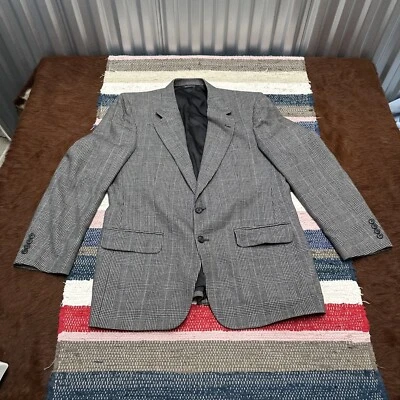 Traje Chaqueta Abrigo Blazer Vintage Burberrys Para Hombre Negro Blanco MicroA Cuadros Lana 42R Foto 1 de 4