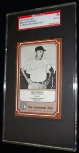 Paul Bown Browns HOF Owner Signed Autographed 1975 Fleer Immortal Roll Card SGC