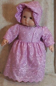 Doll Clothes Baby Made 2 Fit American Girl fit 15 Bitty Christening Gown Bonnet - Picture 1 of 1