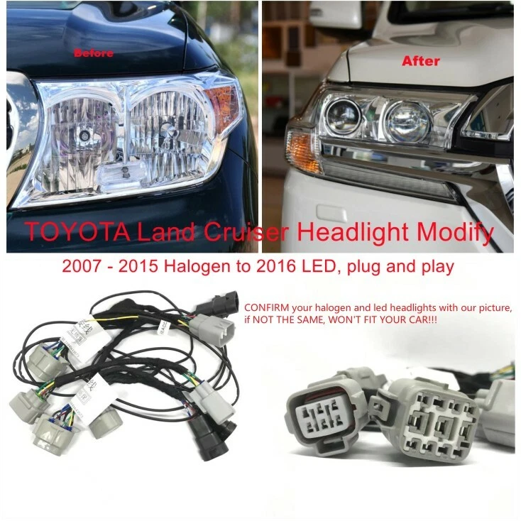 Fio adaptador 2007-2015 Toyota Land Cruiser farol halogênio para 2016-2020 LED - Imagem 1 de 4