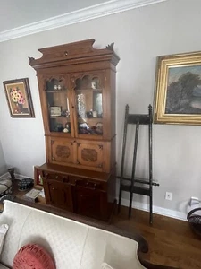 Early Victorian Antique 1800s Walnut Oak Secretary Desk & Bookcase - Picture 1 of 13