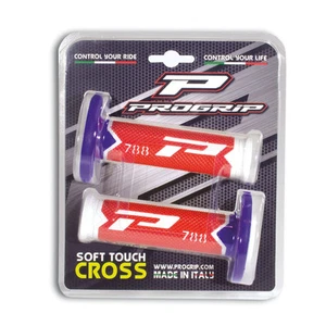PROGRIP MANOPOLE CROSS ENDURO TRIPLE DENSITY SYSTEM ROSSO-BLU-BIANCO 788 GONT - Foto 1 di 1
