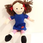 Play School Jemima Rag Doll Blue Dress With Flower Motif Striped Legs 30Cms Tall