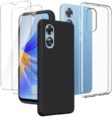 CUSTODIA per OPPO A17 Cover TPU NERO BLU CLEAR + Pellicola VETRO Temperato OPPO - Immagine 1 di 4