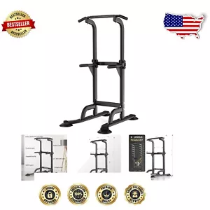 Adjustable Power Tower Pull Up Bar & Dip Station - Strength Training Equipment - Picture 1 of 8
