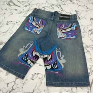 Pantalones cortos de mezclilla para hombre Parish Mid Blue | Purple Dragon nuevos con etiquetas - Imagen 1 de 6