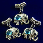 6 pièces pendentif tube éléphant en argent incrusté bleu cristal tibétain incrusté FSR53653