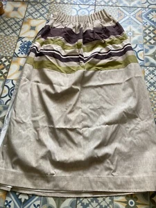 Curtina beige grün & braun gefütterte Vorhänge x 1 Paar 85 Zoll B x 54 Zoll L & Raffbänder - Bild 1 von 7