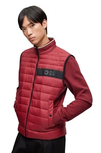 BOSS wasserabweisende Gilet Weste mit 3D-Logo Tape dunkelrot - Größe 40R - Bild 1 von 12