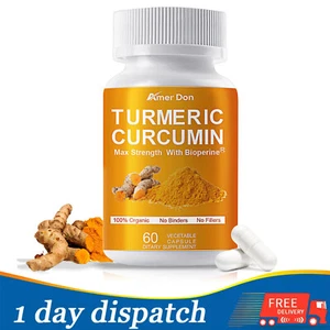 Turmeric Curcumin High Potency 95% 10000mg with Piperine Black Pepper Extract - Picture 1 of 9