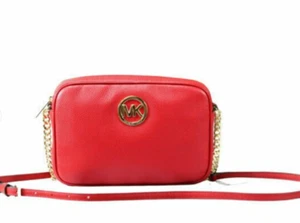 Bandolera Michael Kors Fulton Cuero Guijarro Rojo Claro Brillante, Bolso de Hombro Nuevo con Etiquetas - Imagen 1 de 3