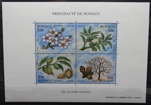 MONACO 1993 PIANTE FIORI FRUTTI FOGLIO NUOVO MNH** LE 4 STAGIONI B.F. (C.ST) - Foto 1 di 1